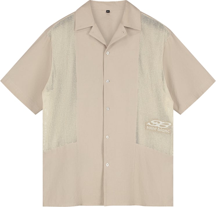 Saint Blanc Paneled Logo Shirt Gray Moon