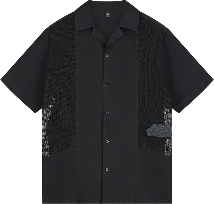 Saint Blanc Paneled Logo Shirt Blue Graphite