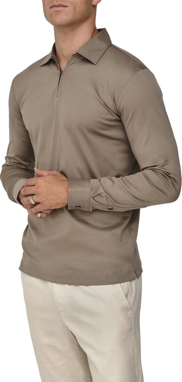 Valenza Supima Polo Lange Mouwen Lead Grey