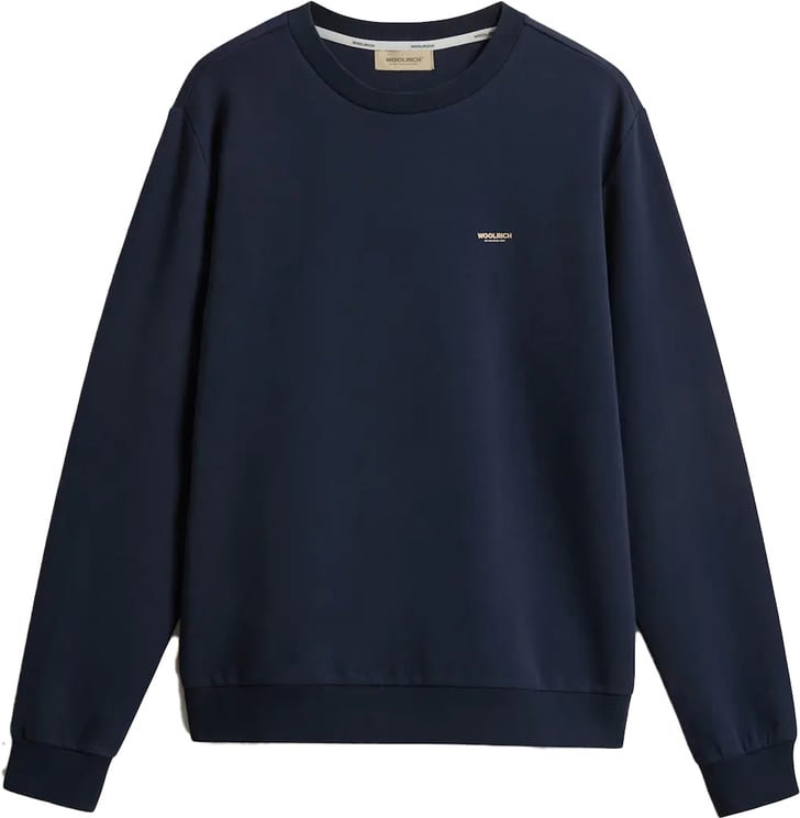 Woolrich Logo Interlock Crewneck Melton Blue