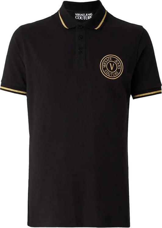 Versace Jeans Couture Embro Polo Black Gold Slim Fit