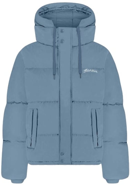 FLÂNEUR Signature Hooded Puffer Jacket | Light Blue
