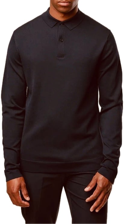 Genti Cool Dry Longsleeve Polo Black