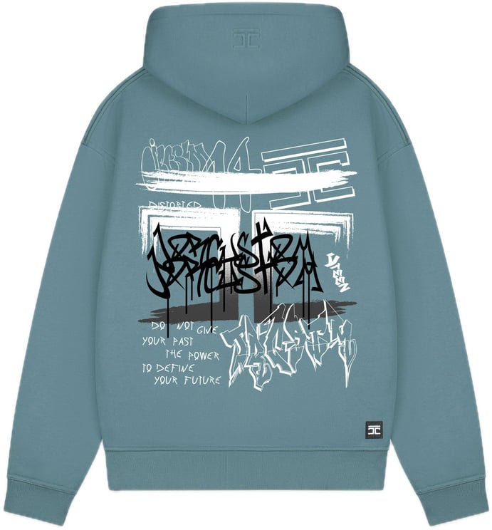 JORCUSTOM Graffiti Fl Zip Hoodie OceanBlue
