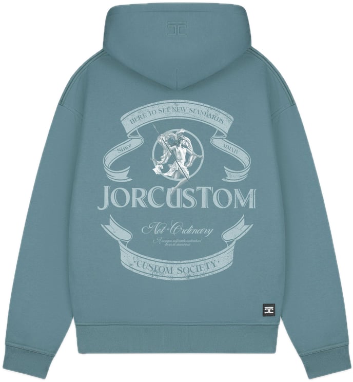 JORCUSTOM Ribbon Fl Zip Hoodie OceanBlue