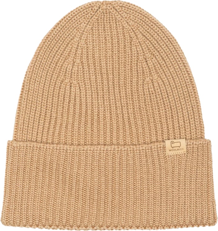 Woolrich Merino Wool Ribbed Beanie Sand