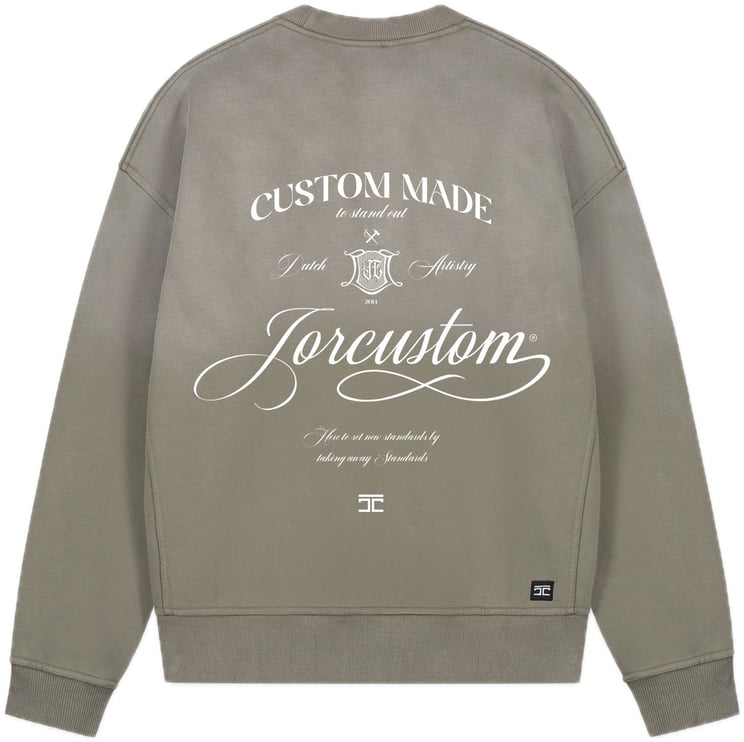 JORCUSTOM Handscript Sun Sweater VintageGreen