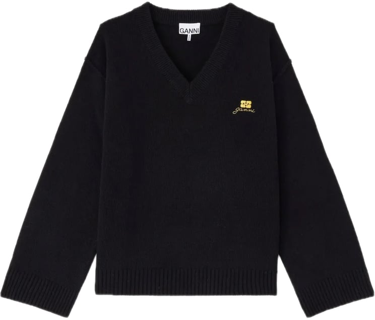 Ganni pull zwart logo
