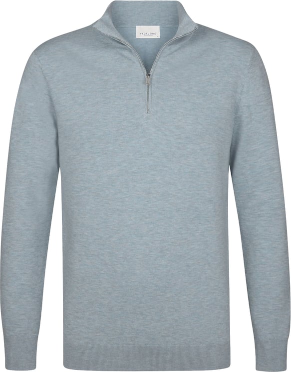 Profuomo pull half zip blauw grijs