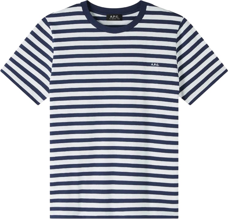 A.P.C. t-shirt streep wit blauw
