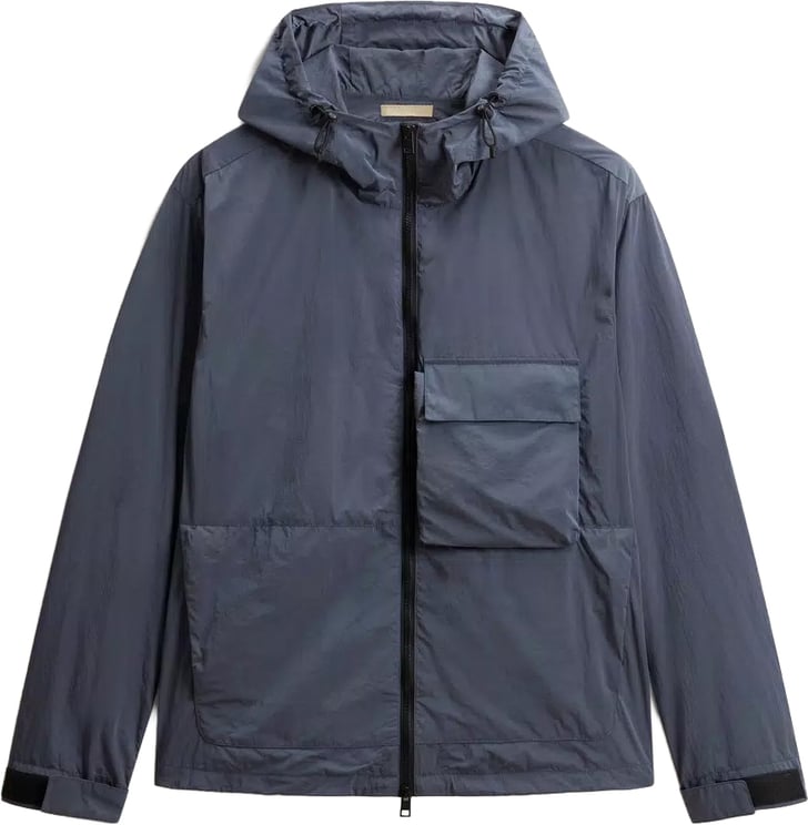 Woolrich Shiny Nylon Hooded Jacket Grisaille