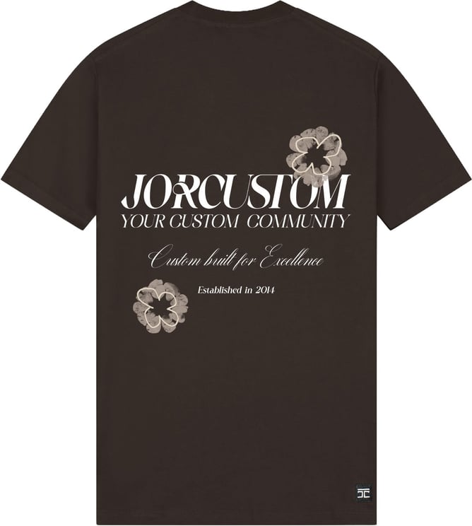 JORCUSTOM Flowers Slim Fit T-Shirt Brown