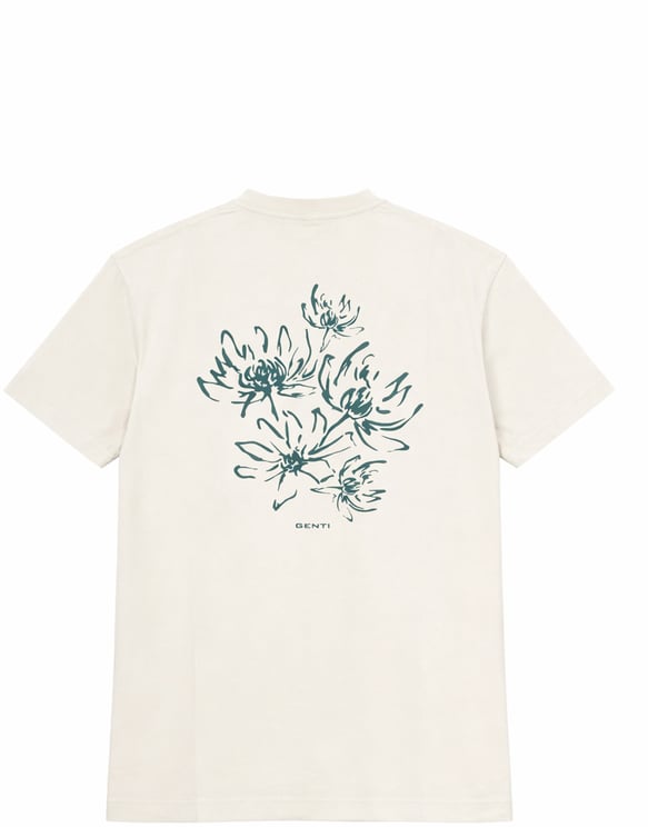 Genti Tee Back Print Flower Off White