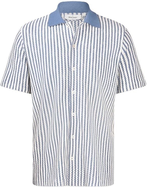 Gran Sasso Overhemd gestreept blauw/wit