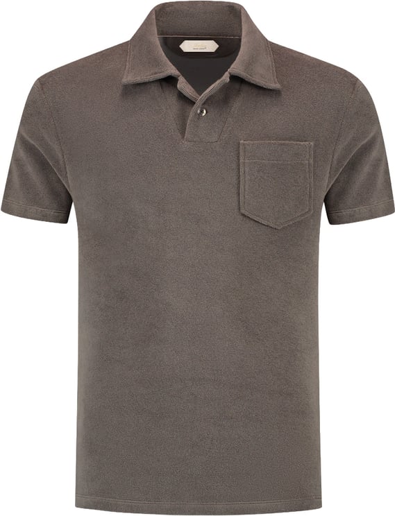 Aurélien Ash Grey Terry Towelling Polo Shirt