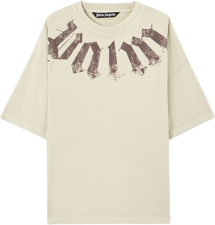 Palm Angels Big Neck Logo Loose Tee Brown Beige