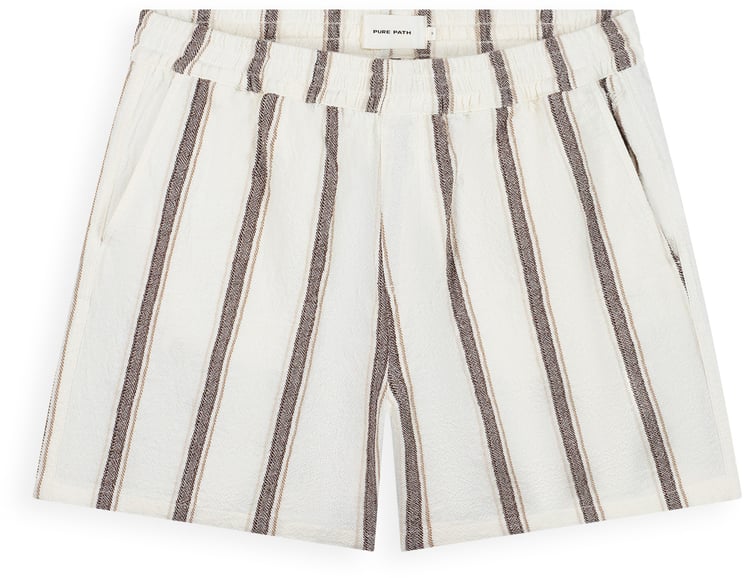 Pure Path Striped Shorts off white