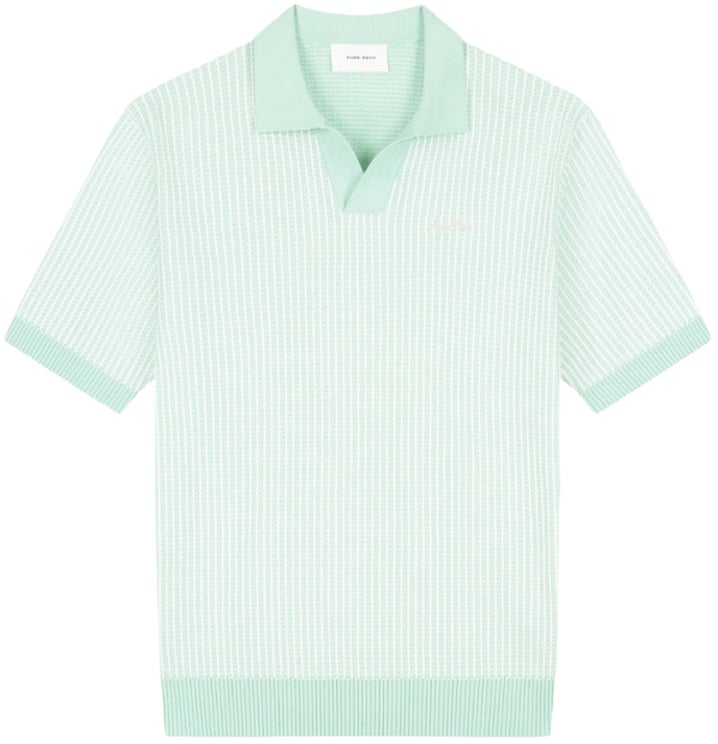 Pure Path Ladder Stitch Knit Polo mint groen