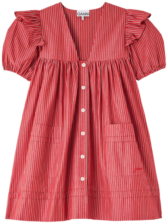 Ganni dress red stripe