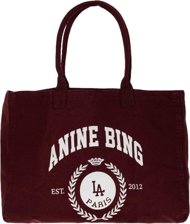Anine Bing Leo canvas tote bag burgundy