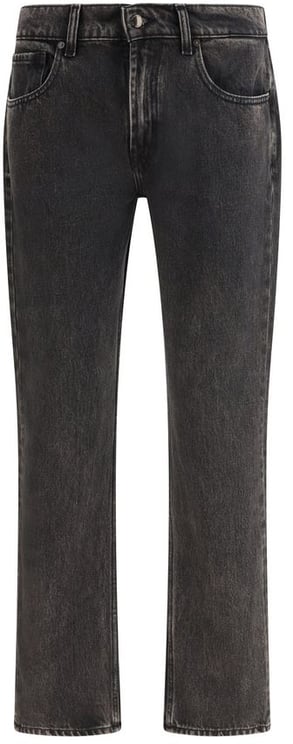 7 For All Mankind 7FOR Black Cotton Straight-Leg Jeans