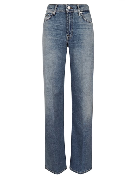 7 For All Mankind High-Waisted Straight-Leg Denim Jeans with Faded Effect