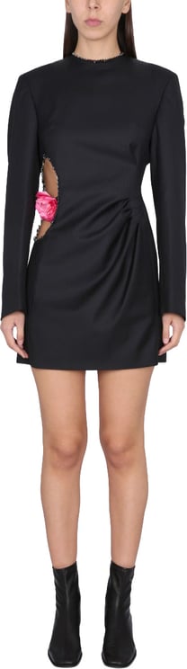 Acne Studios Cut-Out Mini Dress With Floral Embellishment
