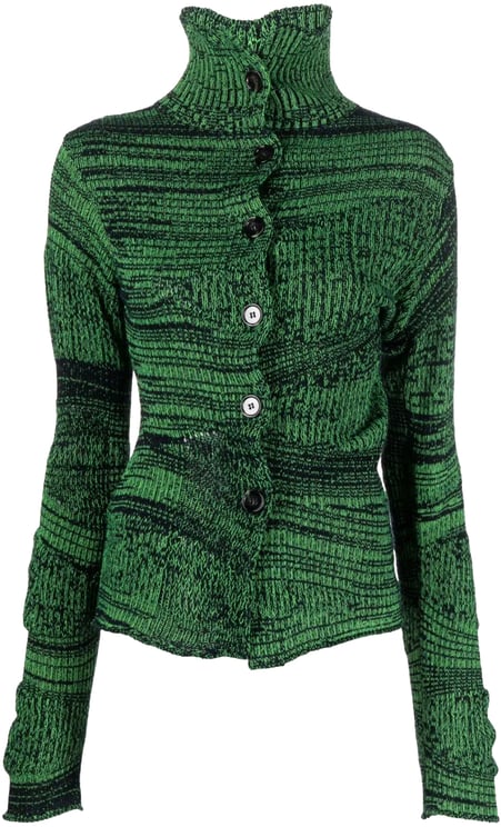 Acne Studios Button Up Knit Sweater - Navy/flou Green