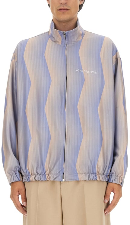 Acne Studios Zigzag Pattern Casual Jacket With Stand Collar