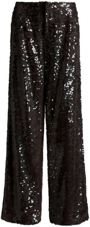 Alberta Ferretti Black Pantalone Wide-Leg Sequin Polyester Pants