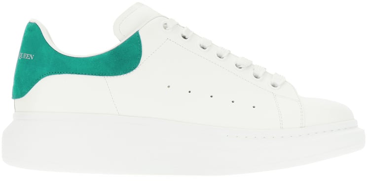 Alexander McQueen Alexander Mcqueen White leather sneakers with sea green suede heel