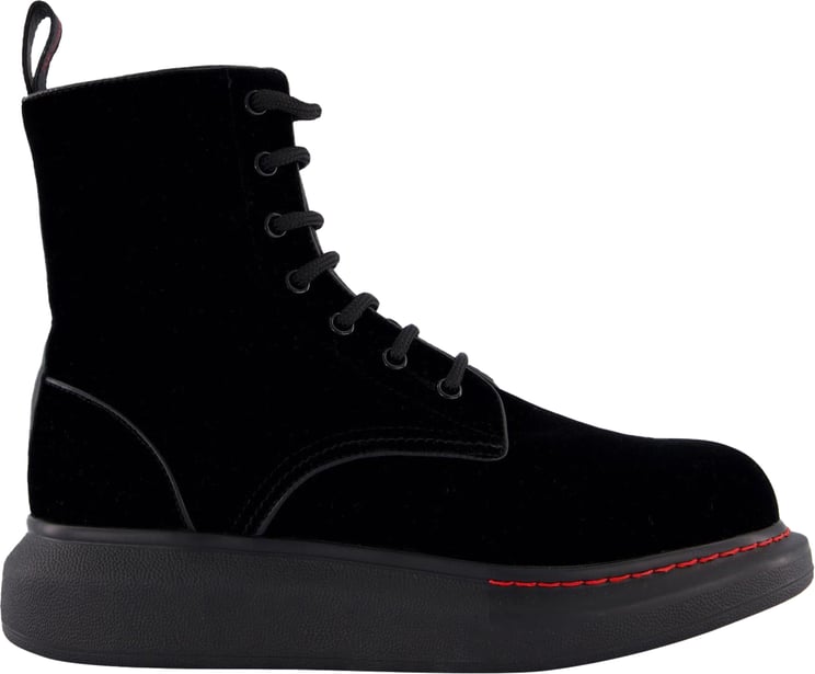Alexander McQueen Dames Hybrid Lace up Velvet Zwart