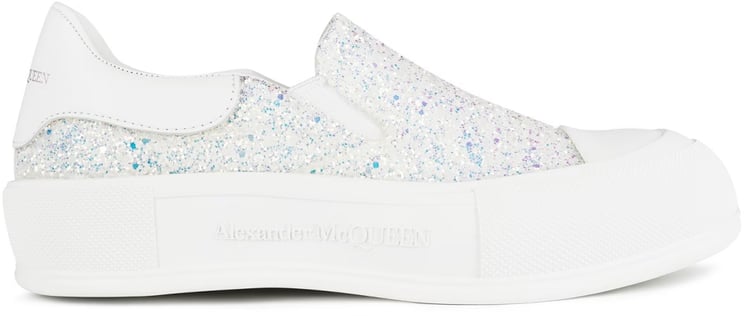 Alexander McQueen Deck Plimsoll Glitter Slip On Sneakers