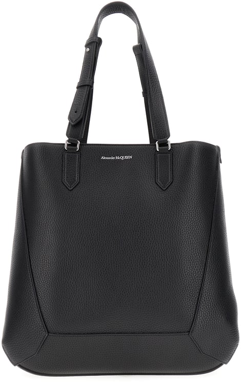 Alexander McQueen Alexander Mcqueen Black leather The Edge shopping bag