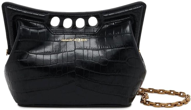 Alexander McQueen Structured Black Crocodile-Style Alexander McQueen Bag