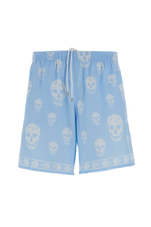 Alexander McQueen Signature Iconic Skull Swim Shorts with Elasticated Waistband