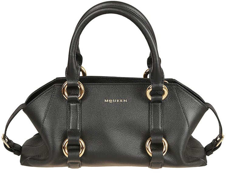 Alexander McQueen Elongated Black Full-Grain Calfskin Farringdon Bag