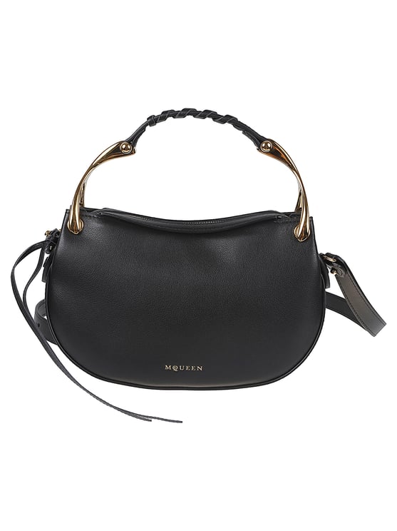 Alexander McQueen Black Calf Leather Wishbone Mini Bag