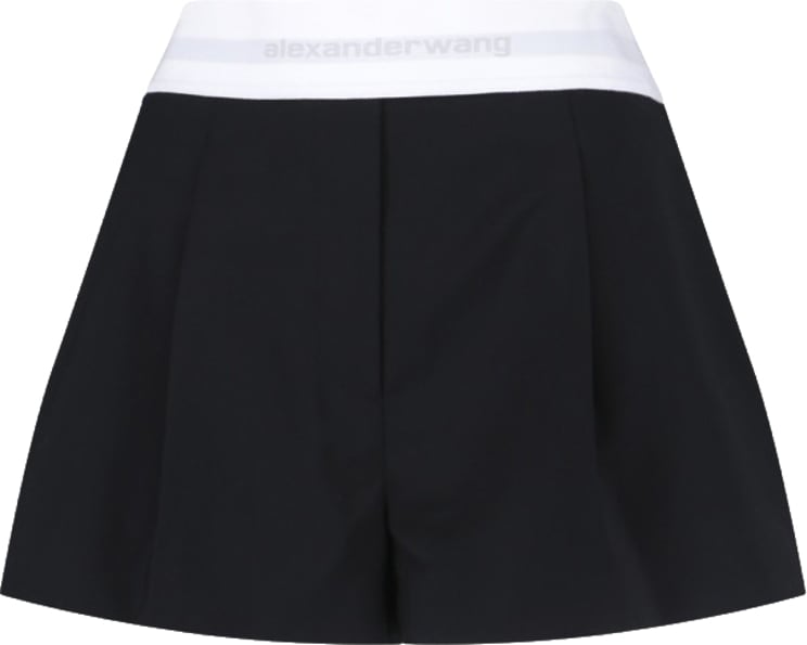Alexander Wang High-Waisted Black Wool Shorts With Elastic Waist