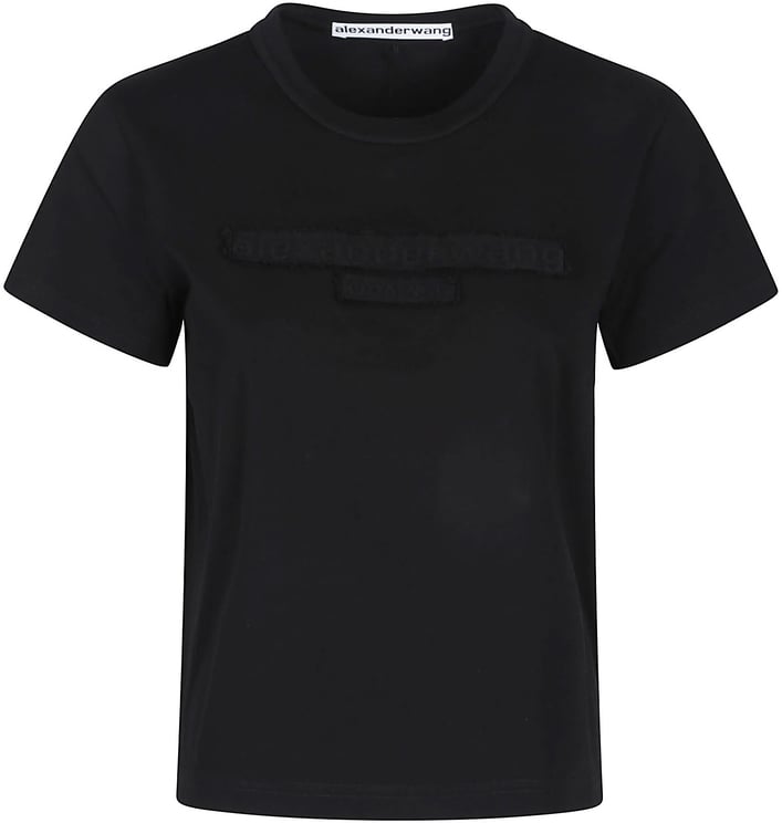 Alexander Wang Distressed Logo Shrunken T-shirt Black