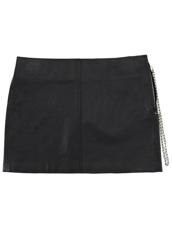 Alexander Wang Black Silver Chain Cow Leather Mini Skirt