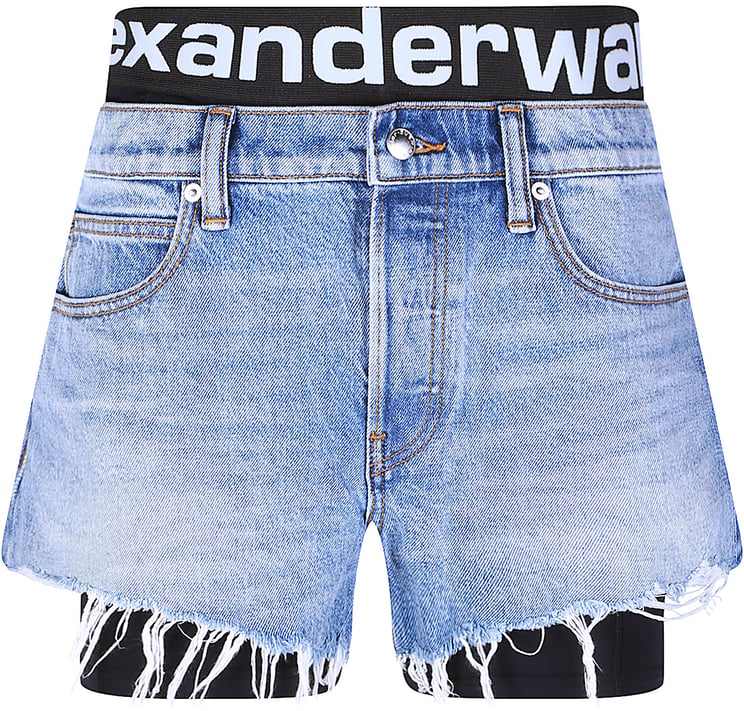 Alexander Wang Pre Styled Relaxed Logo Bike Short Blue