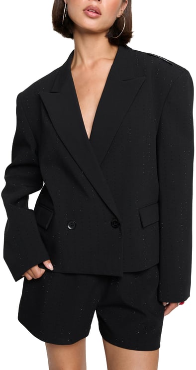 Alix The Label Woven Cropped Studs Blazer