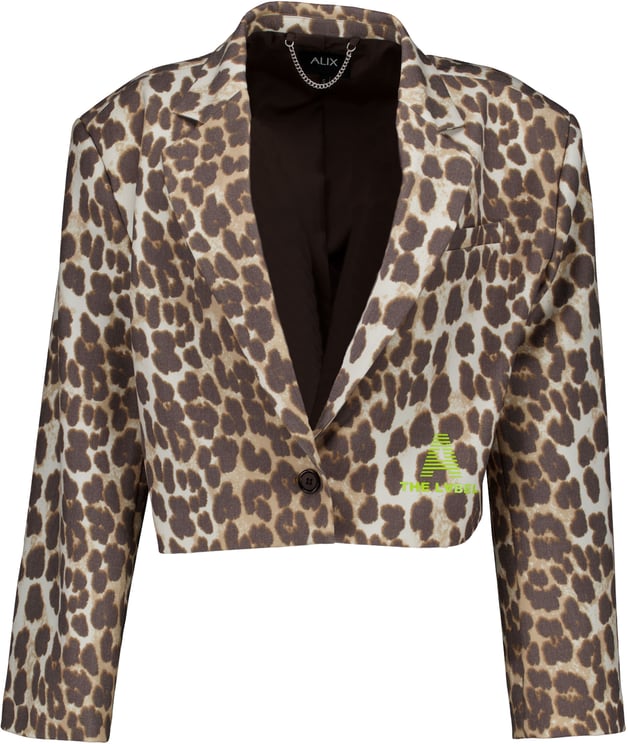 Alix The Label Alix The Label Ladies Woves Animal Cropped Blazer Blazers Bruin 2602402565