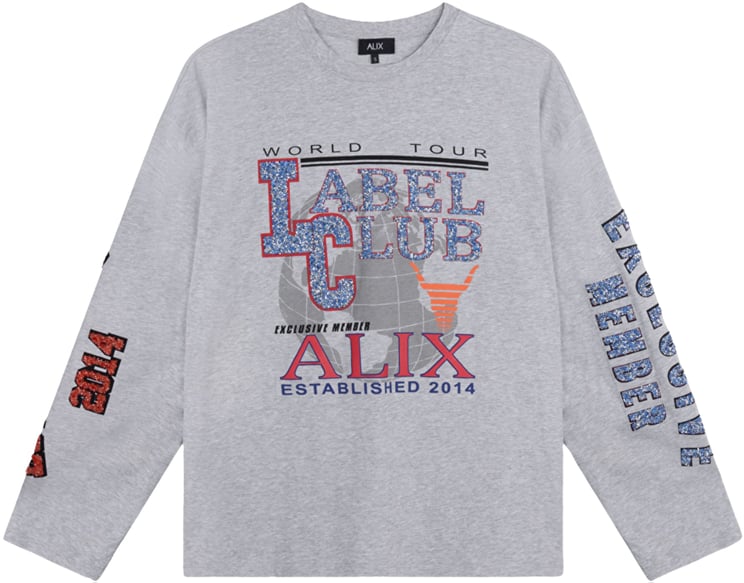 Alix The Label Alix The Label Ladies Knitted Fancy Print Longsleeve Shirt Longsleeves Lichtgrijs 2602879606