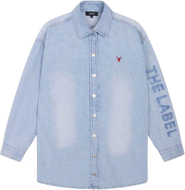 Alix The Label Alix The Label Ladies Woven Flowy Denim Oversized Blouse Blouses Lichtblauw 2603971627