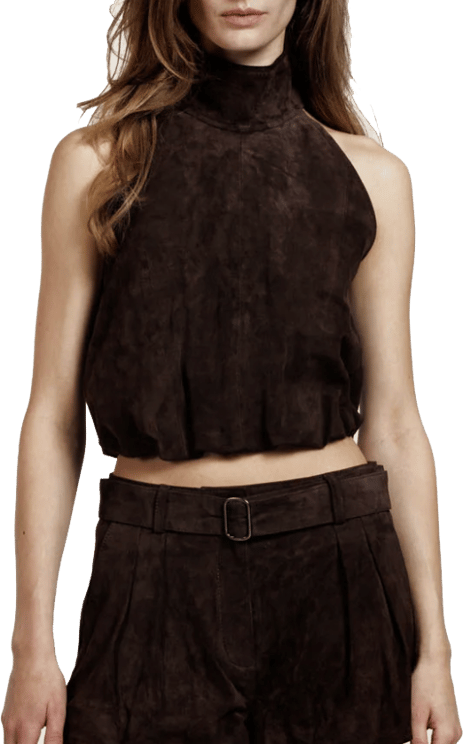 Alter Ego Naomi Suede Halter Top Brown
