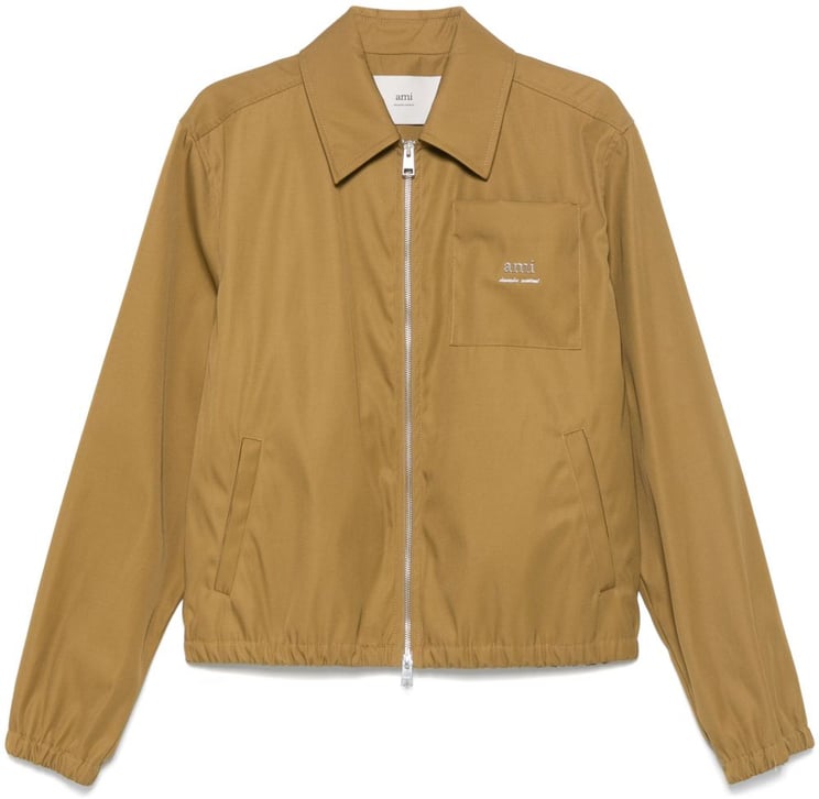 AMI Paris Light Olive Green Zip-up Jacket