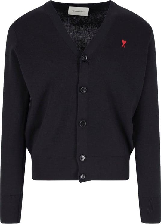 AMI Paris Black Ami de Coeur Wool Cardigan