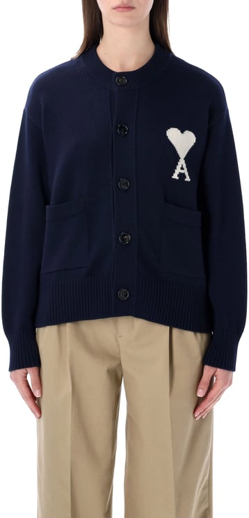AMI Paris Cardigan Big Heart Blu